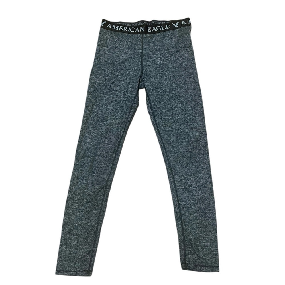 American Eagle Outfitters Gray Straight Leggings Elastic Waistband Size Medium